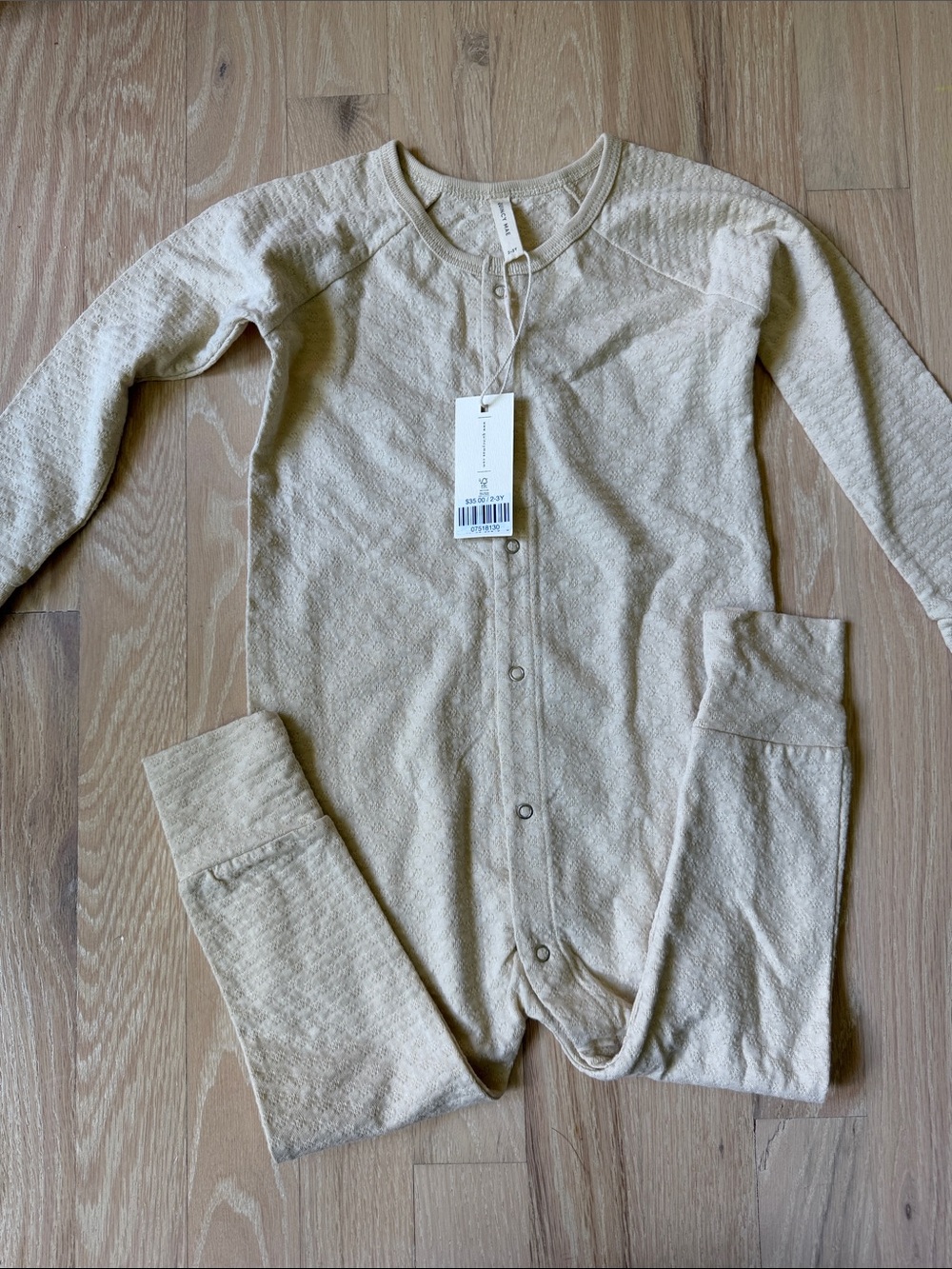 Natural pointelle footless long John